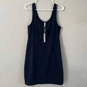 Medium fitted dark navy blue striped dress